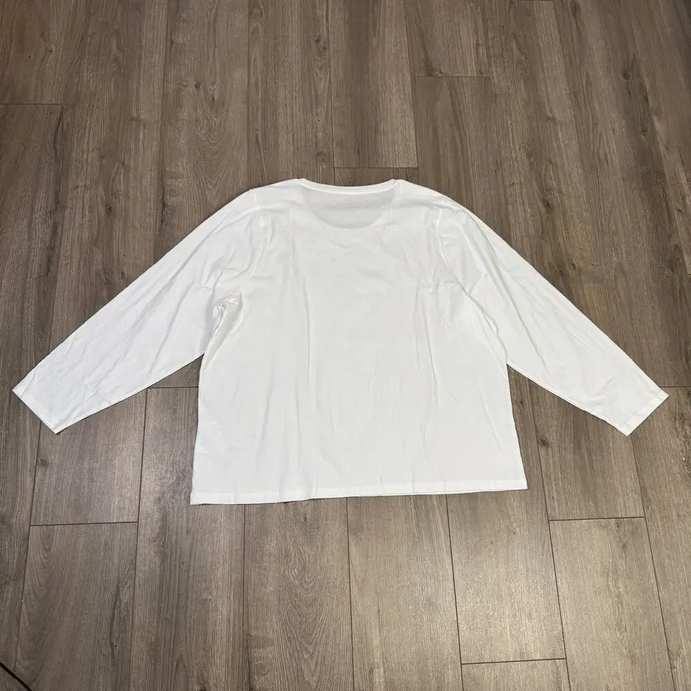 J.Crew Long-sleeve Holiday Crew Graphic Tee WMNS 3X Plus White Crewneck Slim Fit